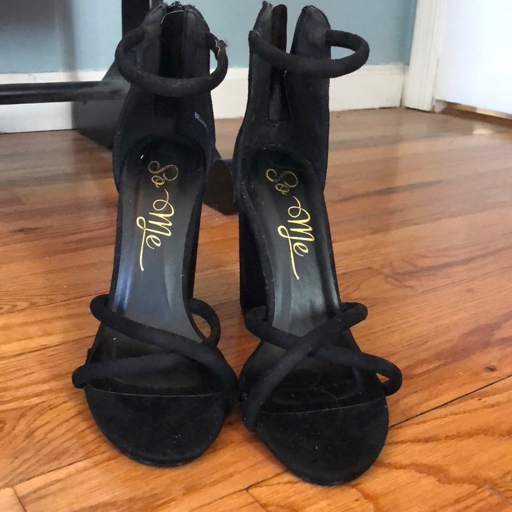 Black high heeled shoes